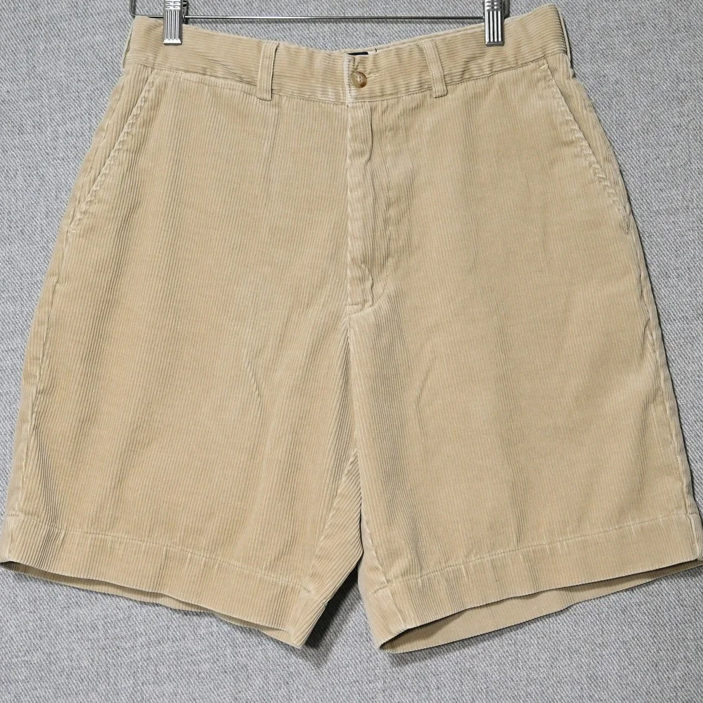 Polo Ralph Lauren Corduroy Shorts Mens 31 Pleated Tan Vintage Preppy Flaws